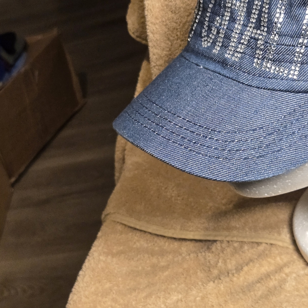 Denim Cap with Embroidered Text - Picture 5 of 14